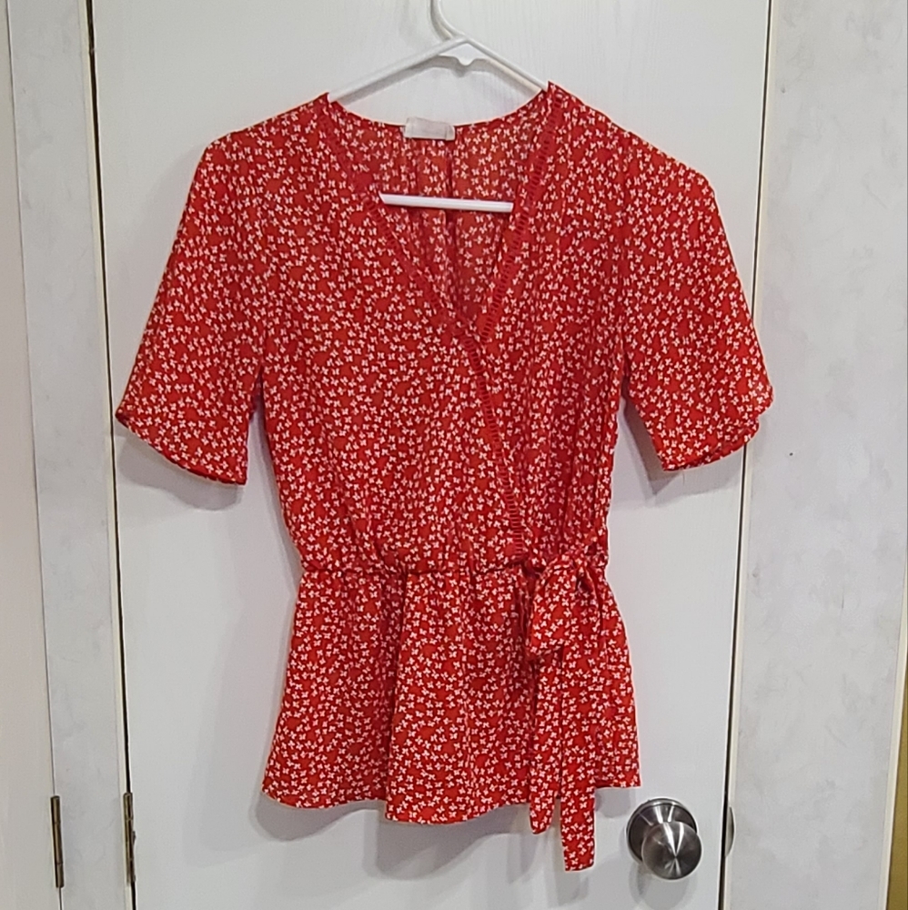 Sienna Sky Floral Wrap Tie Blouse XS